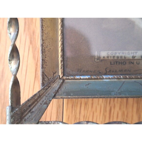 Vtg Jesus 1941© Sallman 8x10 Print w Glass 1950s Goldtone Twisted Steel Frame - Picture 11 of 11